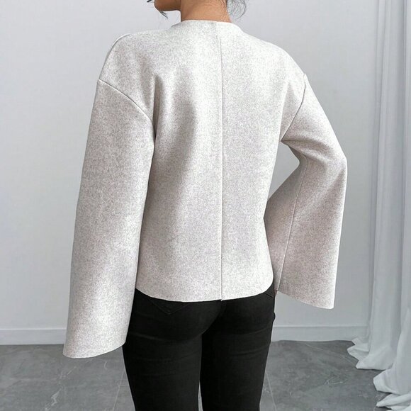 Apricot Casual Women's V-Neck Bell Sleeve Cardigan - Picture 3 of 6